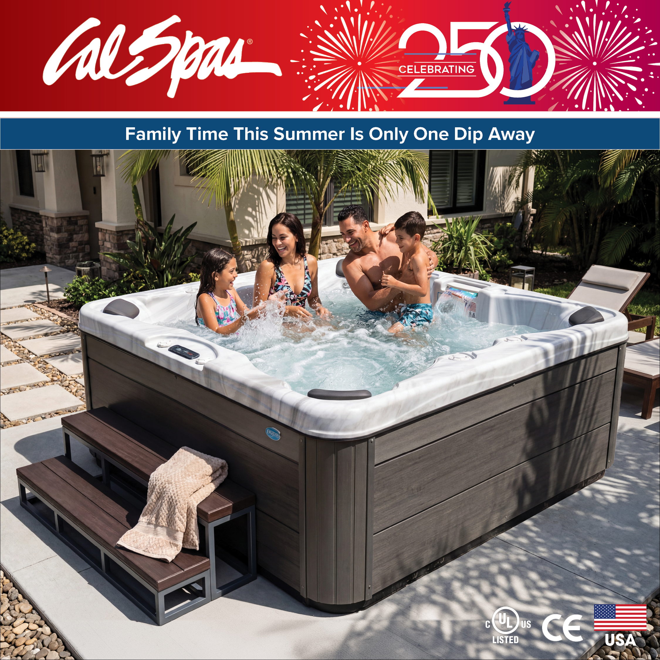 Calspas hot tub being used in a family setting - Berkeley